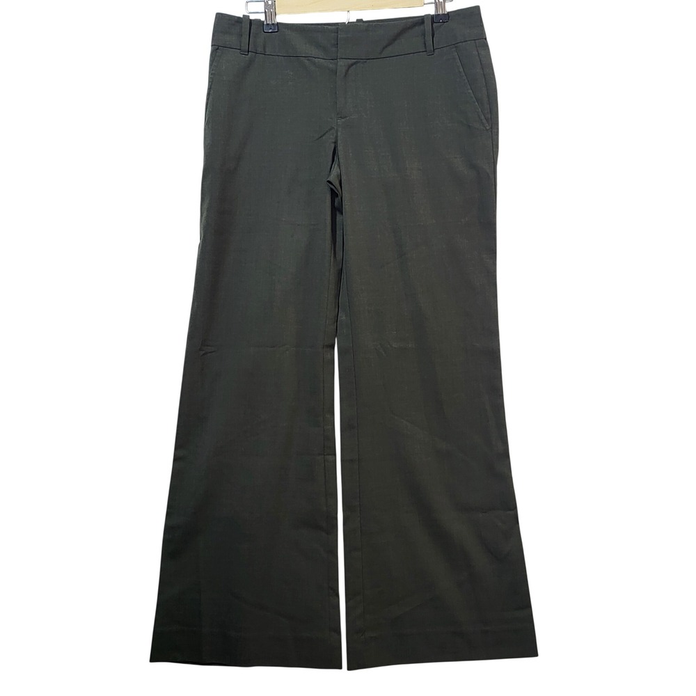 Gap The Trouser Womens 4 Regular Dark Olive Green Wool Blend Stretch Wide Leg